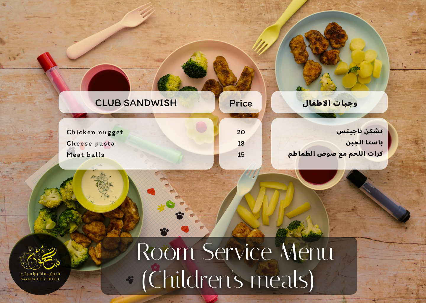 Room Service Menu (Children's meals)